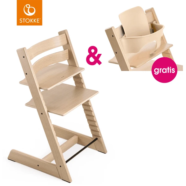 STOKKE® Tripp Trapp® Hochstuhl Oak Natur + Gratis Baby Set Natur 3 STOKKE® Tripp Trapp® Hochstuhl Oak Natur + Gratis Baby Set Natur